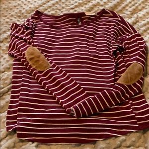 Striped Top With Bows/Elbow Patches